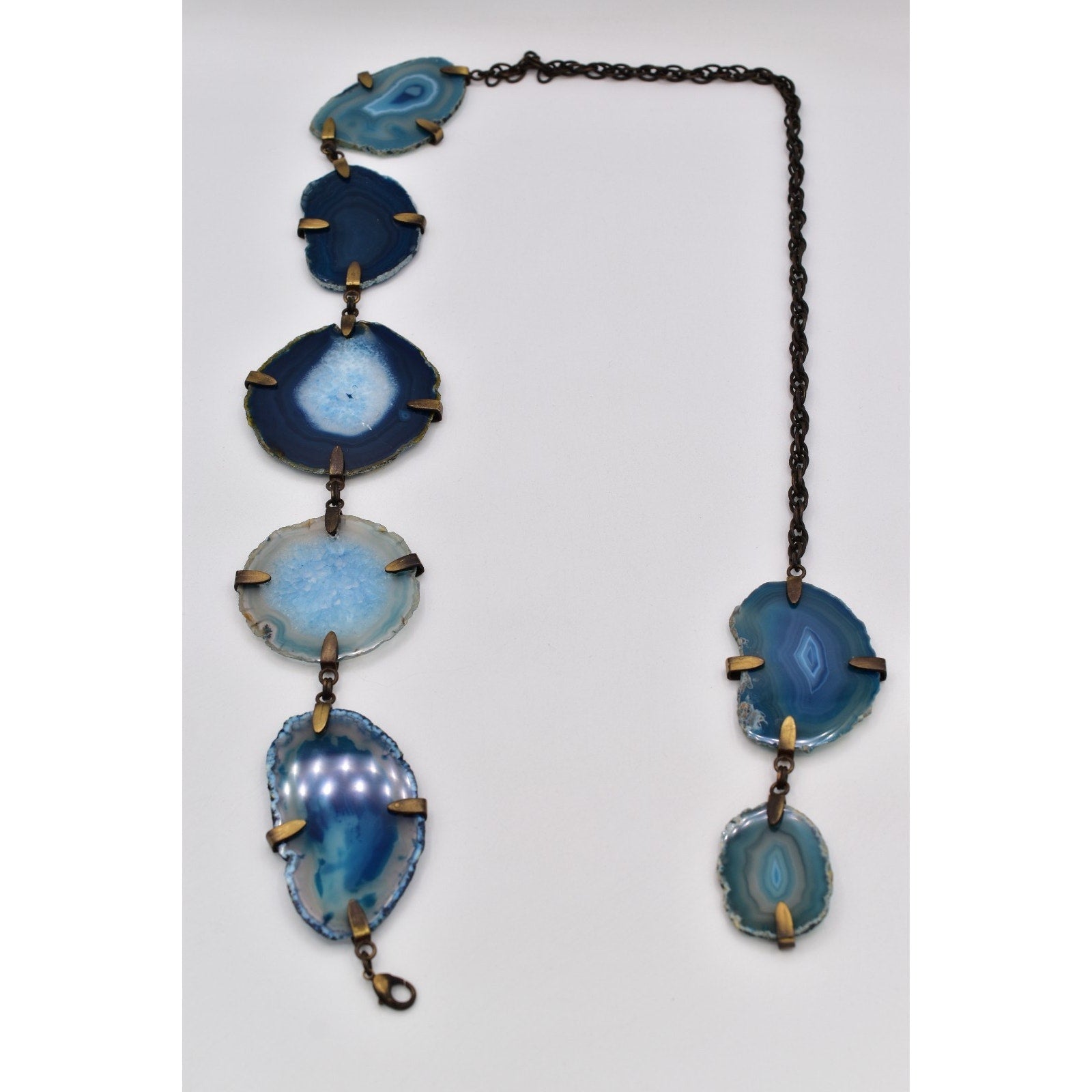 Vintage Blue Agate Slice Linked Belt