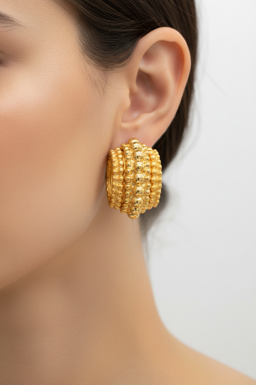 Vintage Bold Brushed Gold Earrings