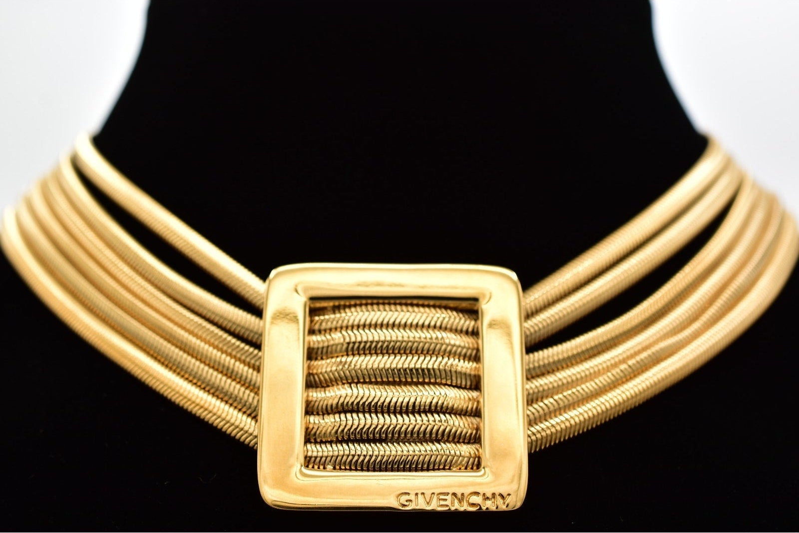 Givenchy Vintage Gold Multi-Strand Snake Chain Choker Necklace 1980s