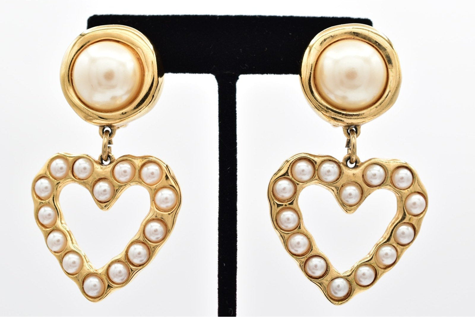 Givenchy Vintage Heart Pearl Earrings