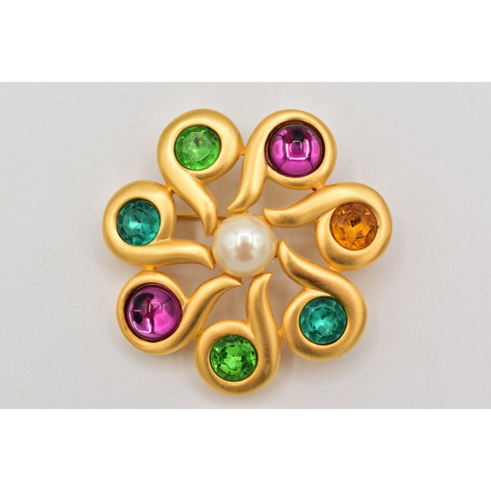 Givenchy Bright Cabochon Flower Brooch