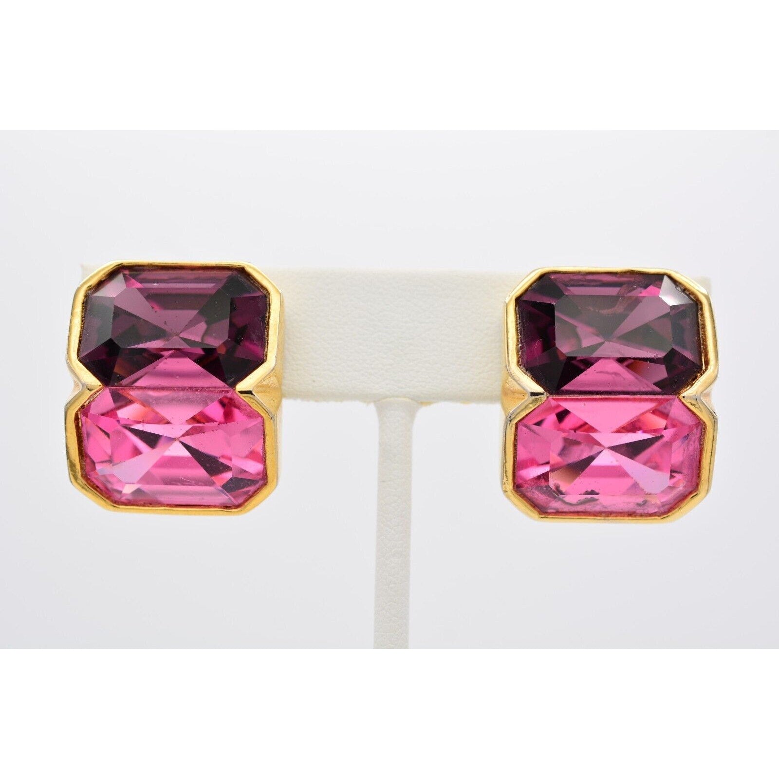 Vintage Purple Pink Crystal Earrings.