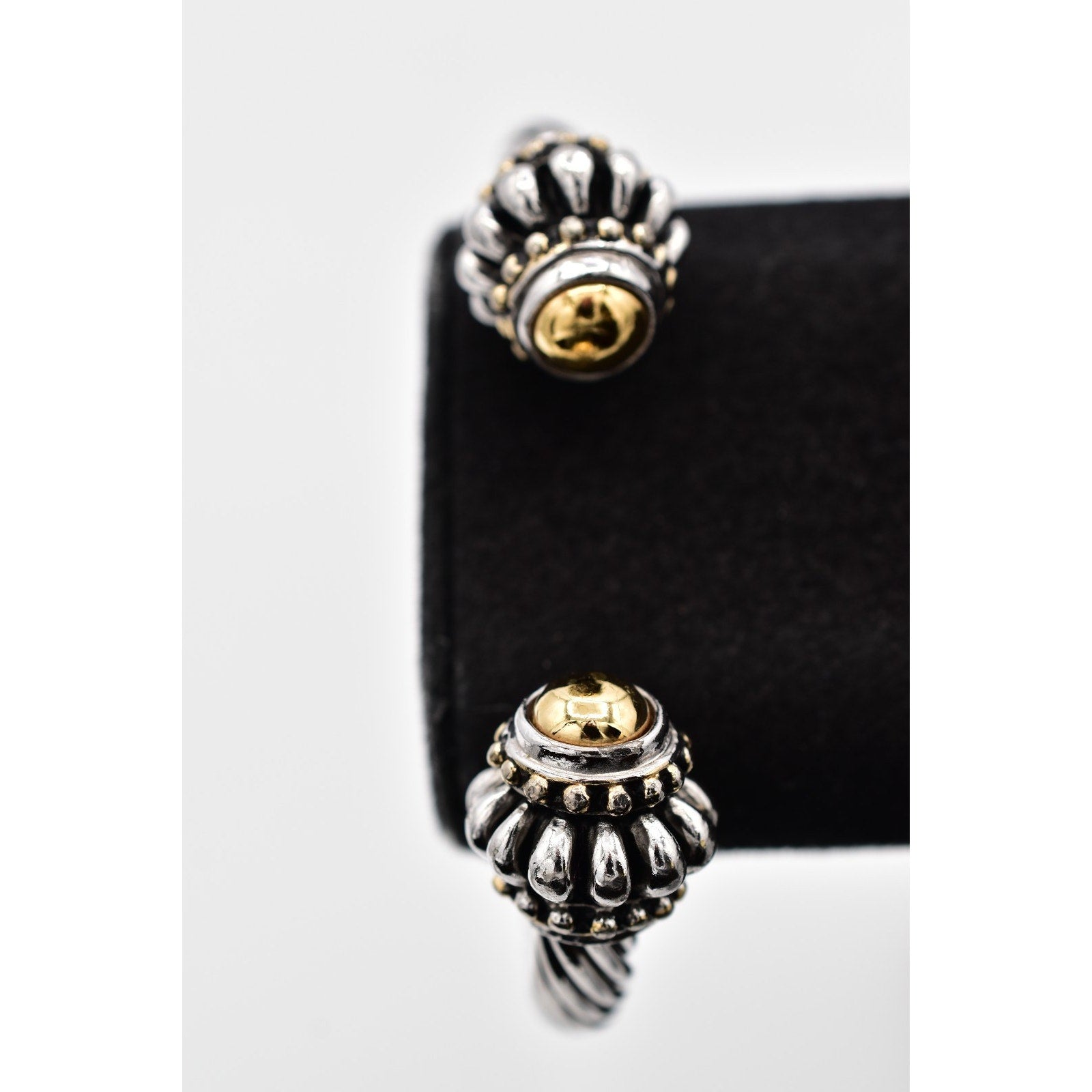 Vintage Silver Gold Tone Twisted Cable Cuff Bracelet