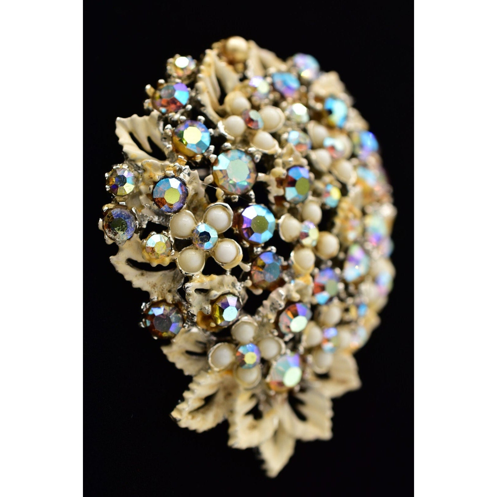 Art Vintage AB Crystal Pin Brooch