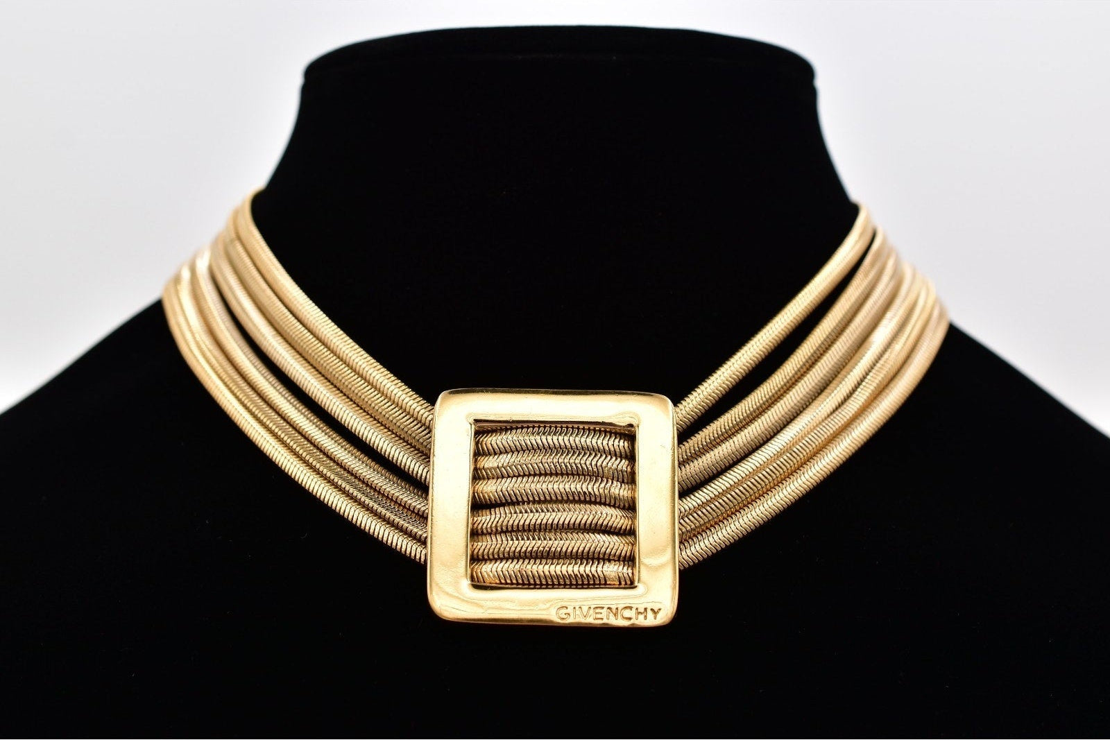 Vintage Givenchy Gold Tone Multi-Strand Snake Chain Choker Necklace