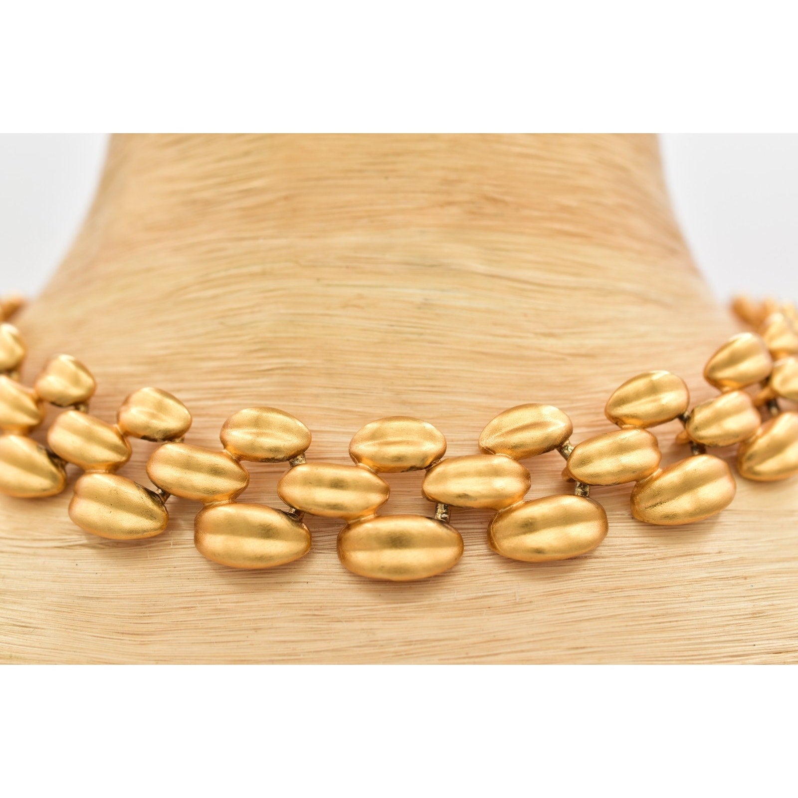 Anne Klein Brushed Gold Satin Link Collar Necklace