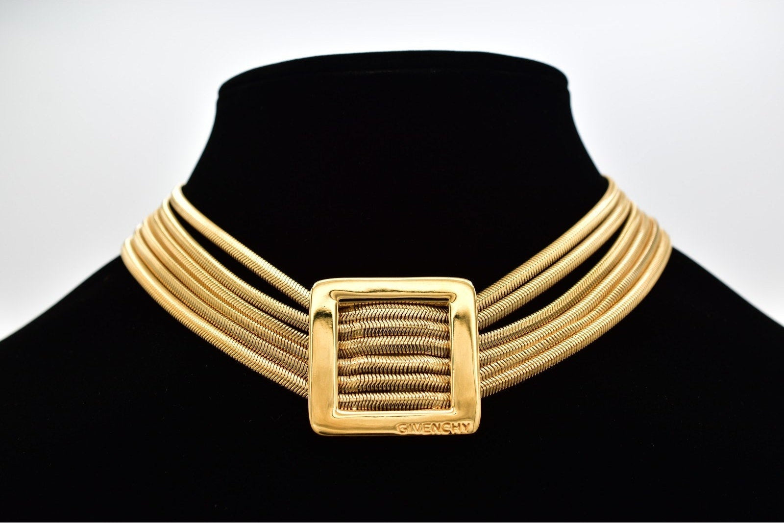 Givenchy Vintage Gold Multi-Strand Snake Chain Choker Necklace