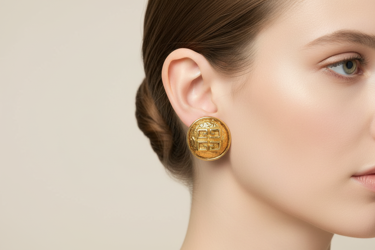 Givenchy Vintage Puffy 4G Logo Clip On Earrings