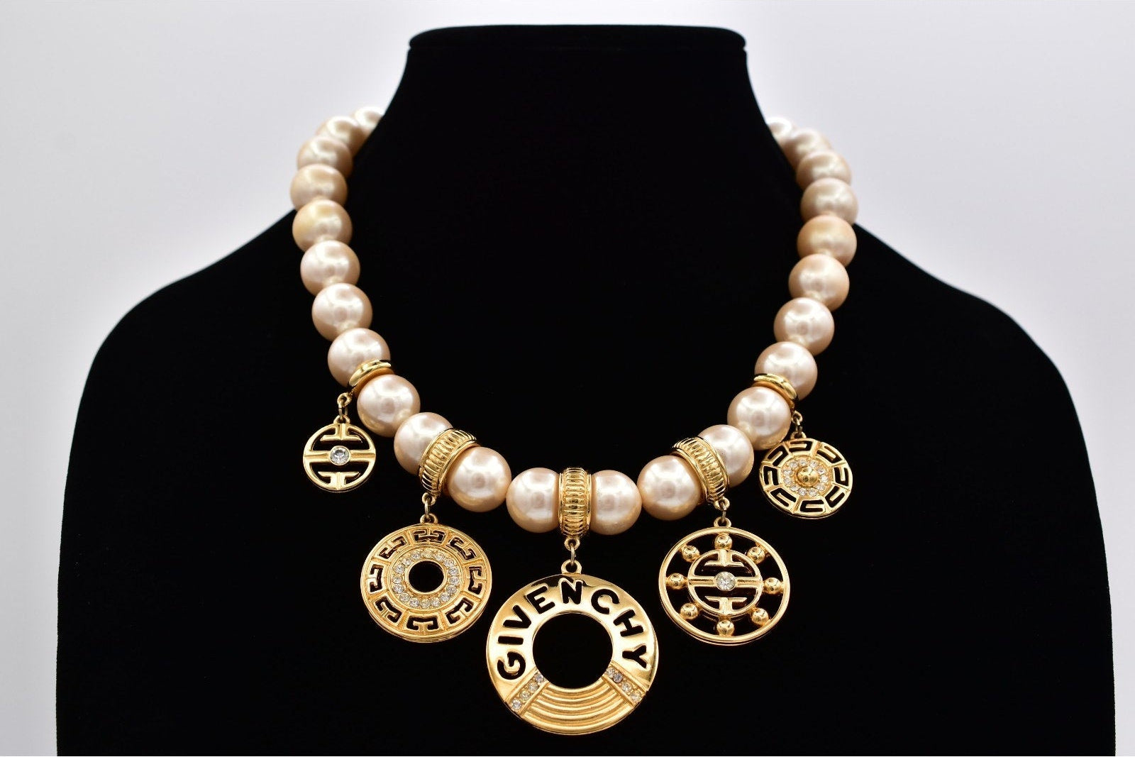 Givenchy Runway Pearl Logo Charm Necklace