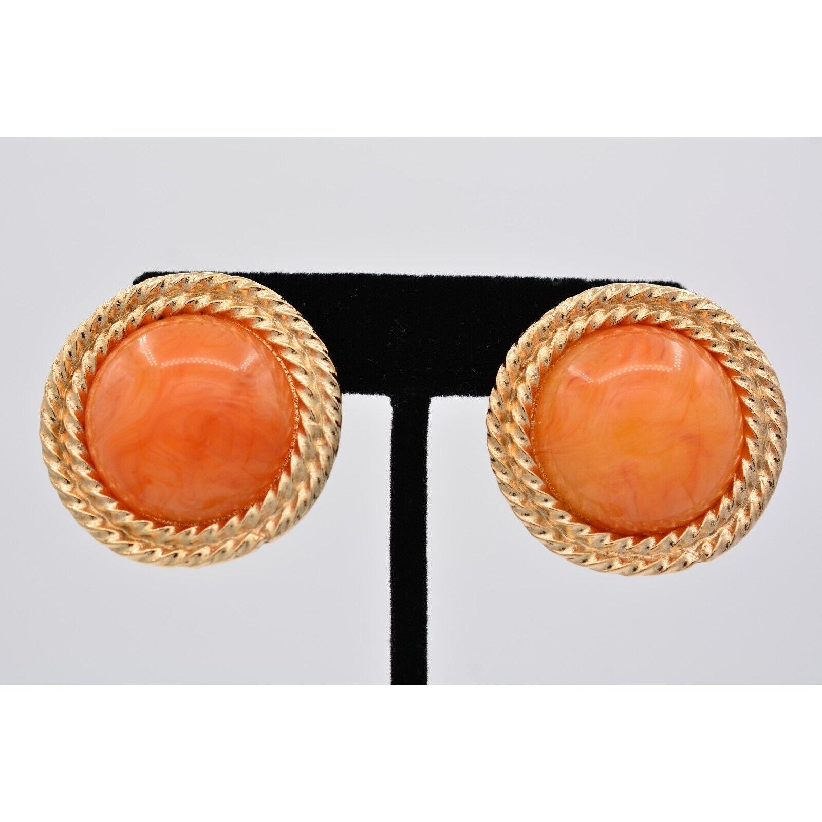 Duplaise Orange Cabochon Earrings