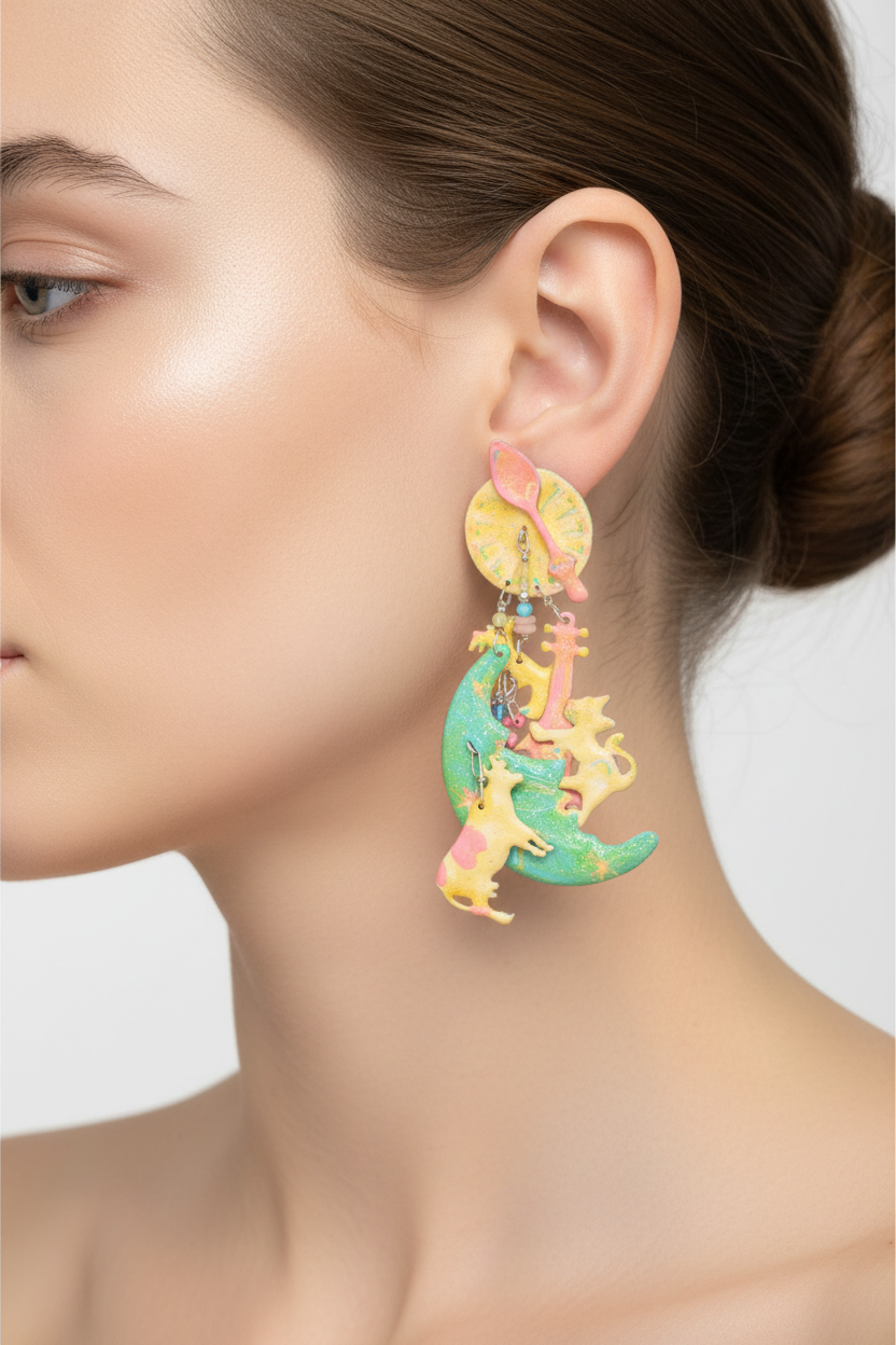 Lunch at The Ritz Vintage "Hey Diddle Diddle" Earrings