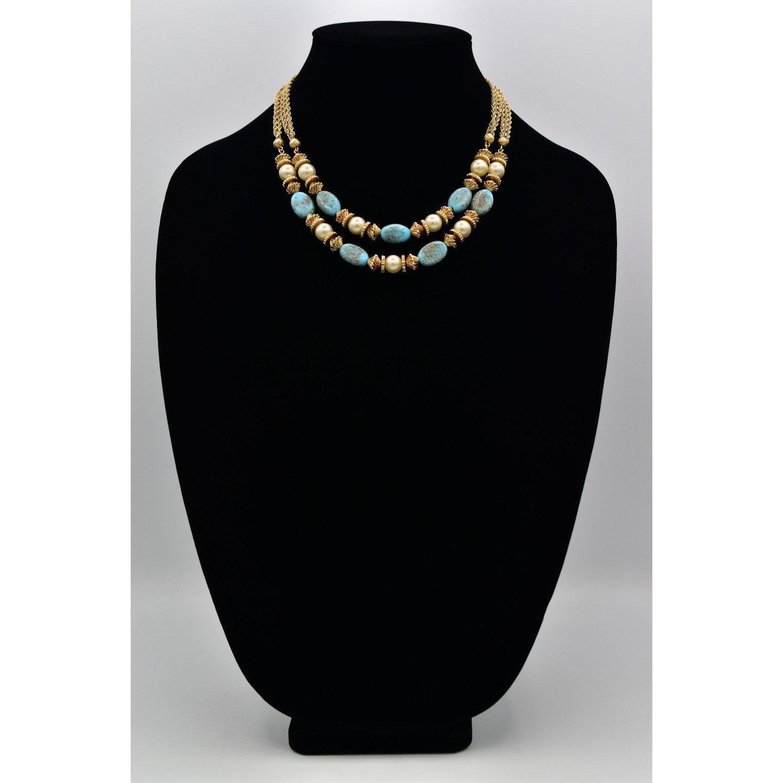 Vendome Vintage Turquoise Cabochon Beaded Necklace